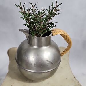 Vintage Pewter Pitcher with Woven Handle